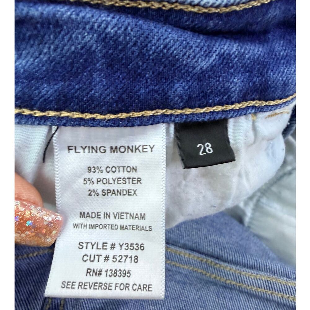 Flying Monkey High Rise Button Fly Distressed Ski… - image 6